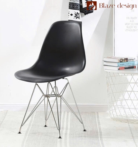 Ghế Eames Lưng Nhựa Chân Sắt Mạ