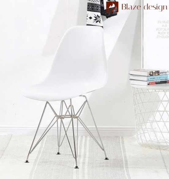 Ghế Eames Lưng Nhựa Chân Sắt Mạ