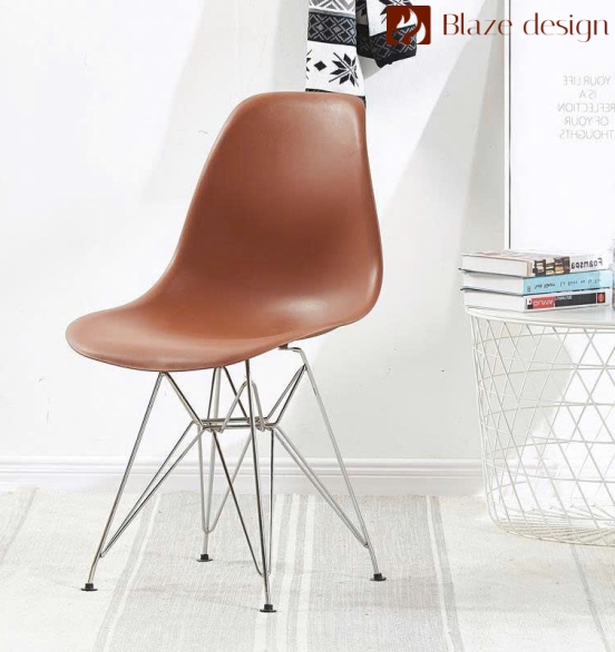 Ghế Eames Lưng Nhựa Chân Sắt Mạ