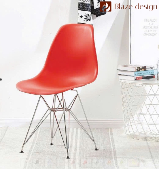 Ghế Eames Lưng Nhựa Chân Sắt Mạ