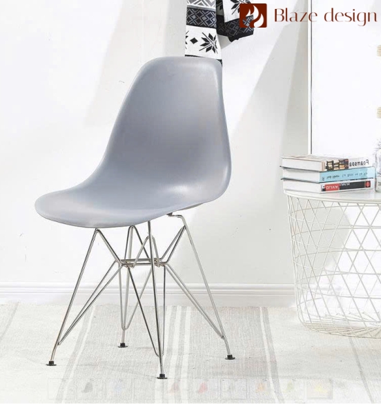 Ghế Eames Lưng Nhựa Chân Sắt Mạ