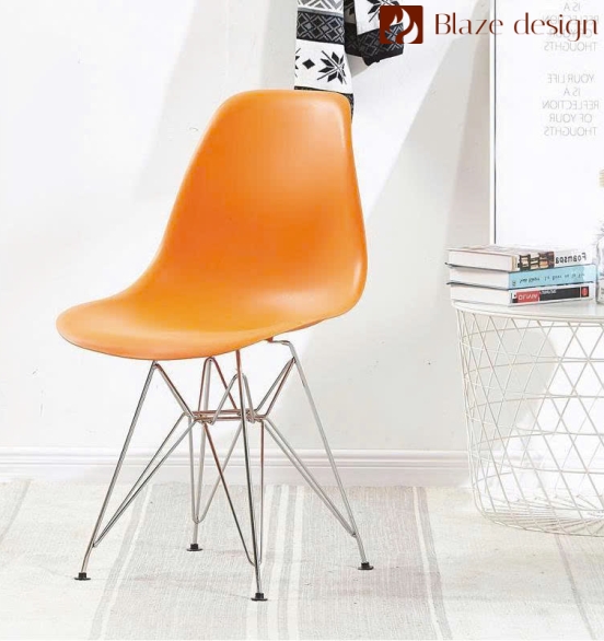 Ghế Eames Lưng Nhựa Chân Sắt Mạ