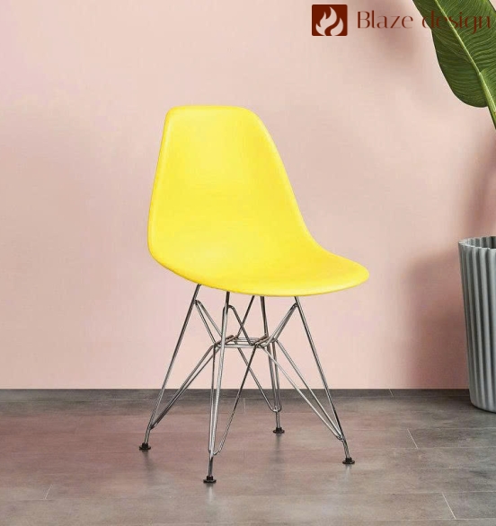 Ghế Eames Lưng Nhựa Chân Sắt Mạ